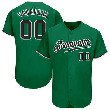 Custom Kelly Green Black-White Authentic Baseball Jersey