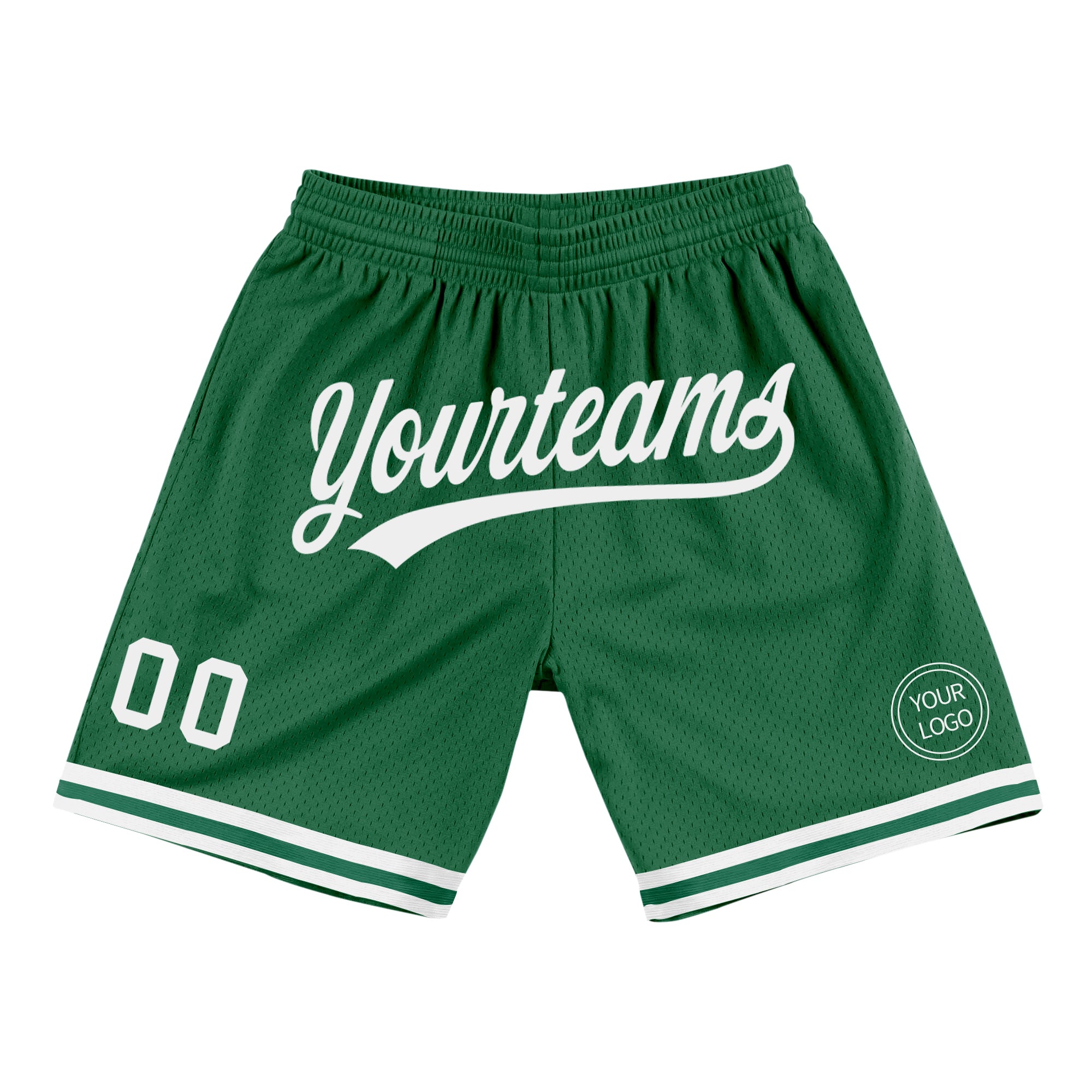 Custom Kelly Green Gold-White Authentic Throwback Rib-Knit