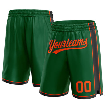 Custom Kelly Green Orange-Black Authentic Basketball Shorts