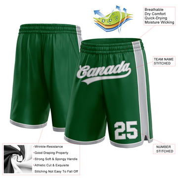 Custom Kelly Green White-Gray Authentic Basketball Shorts