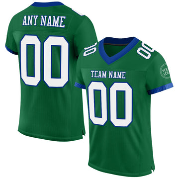 Custom Kelly Green White-Royal Mesh Authentic Football Jersey