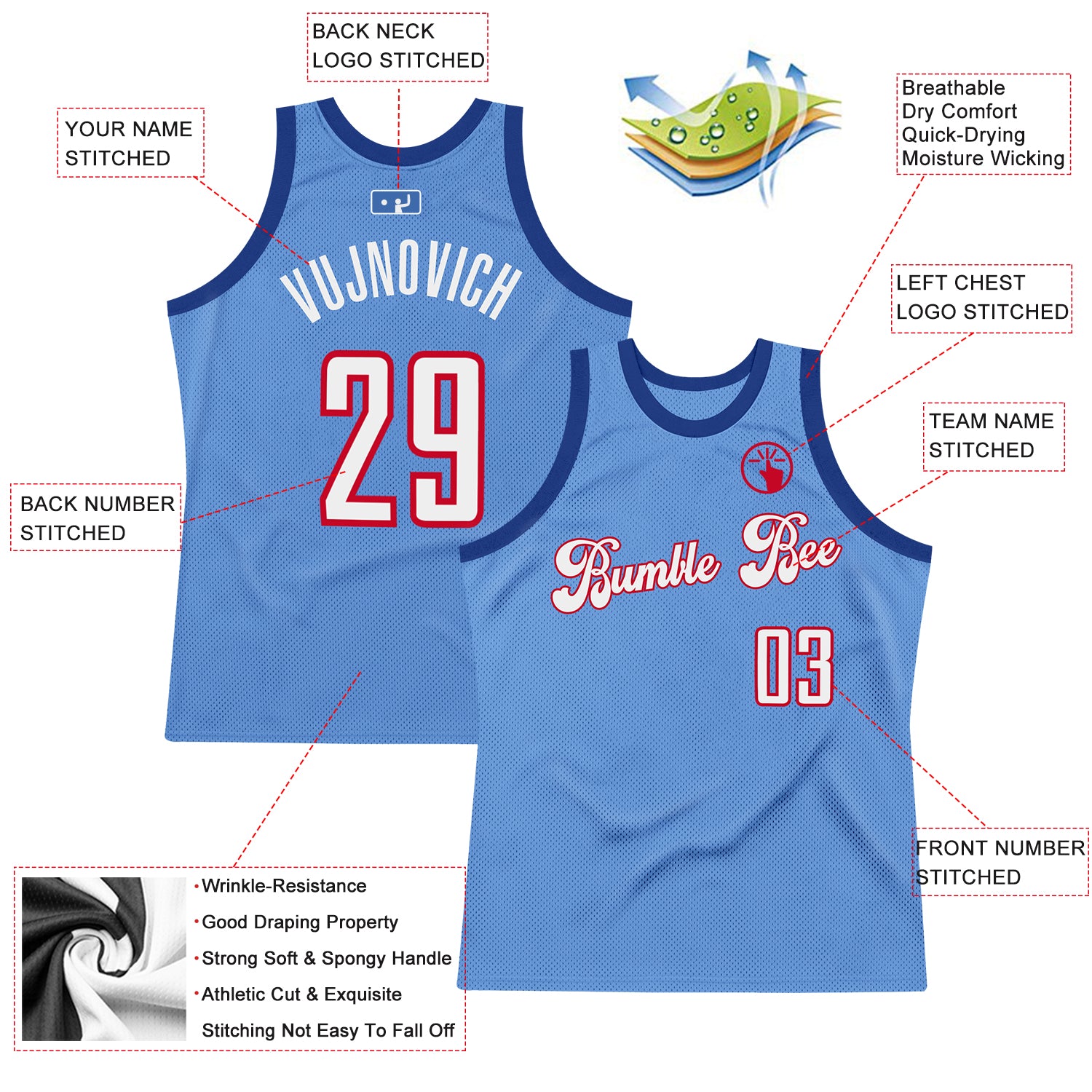 throwback jersey baby blue and red nba jersey