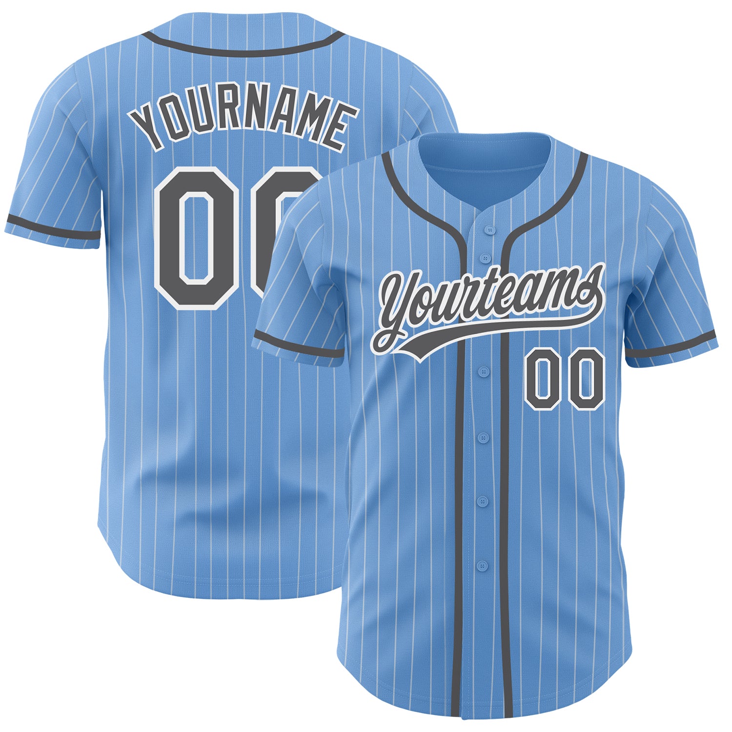 Custom White Light Blue Pinstripe Light Blue-Steel Gray Authentic