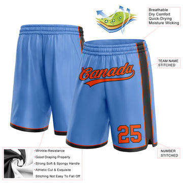 Custom Light Blue Orange-Black Authentic Basketball Shorts