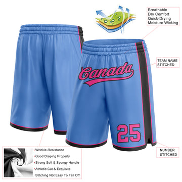Custom Light Blue Pink-Black Authentic Basketball Shorts