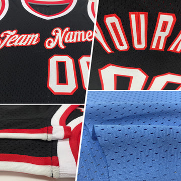 Custom Light Blue Red-Navy Authentic Throwback Basketball Jersey