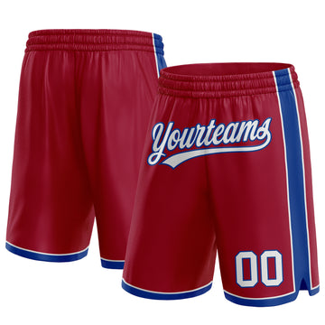 Custom Maroon White-Royal Authentic Basketball Shorts