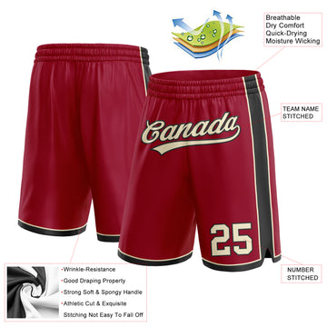 Custom Maroon Cream-Black Authentic Basketball Shorts