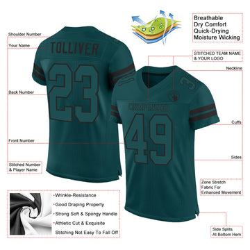 Custom Midnight Green Midnight Green-Black Mesh Authentic Football Jersey