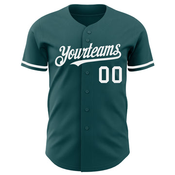 Custom Midnight Green White Authentic Baseball Jersey