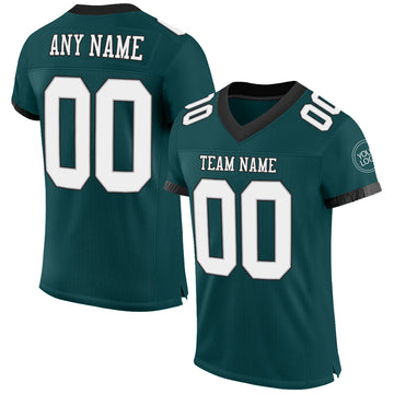 Custom Midnight Green White Gray-Black Mesh Authentic Football Jersey