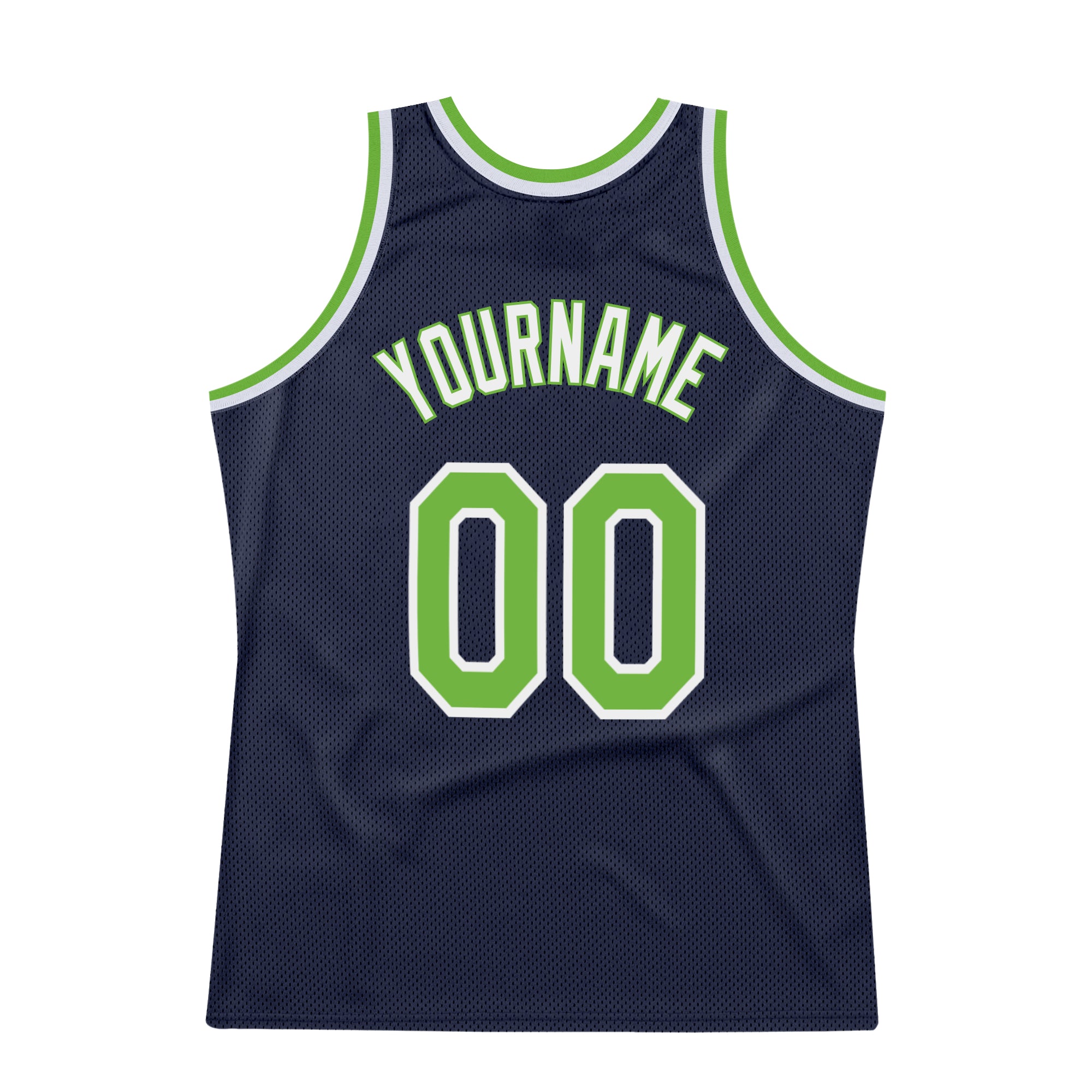 Custom Neon Green White-Light Blue Authentic Throwback Basketball Jersey