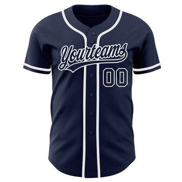 Custom Navy Navy-White Authentic Baseball Jersey