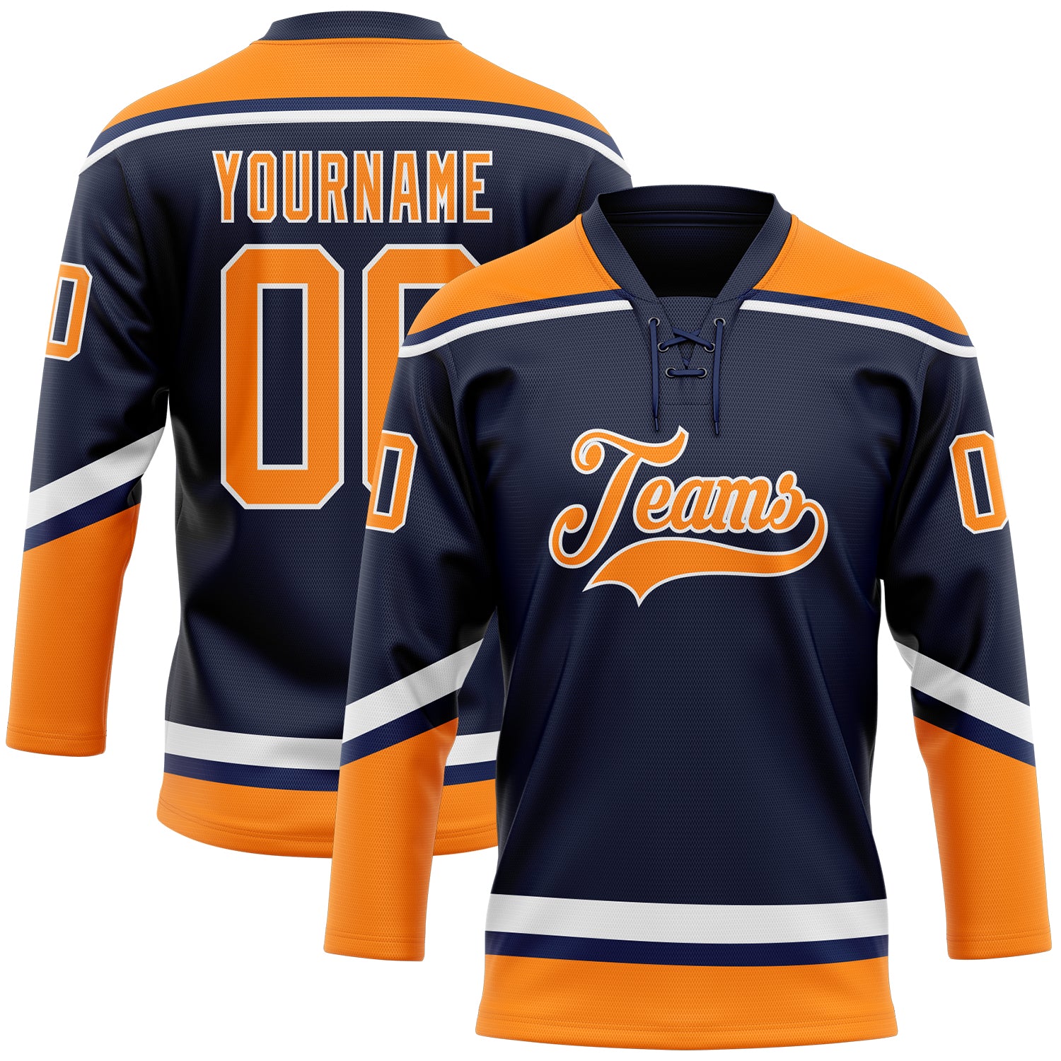 Custom Black Black-Orange Hockey Jersey Discount