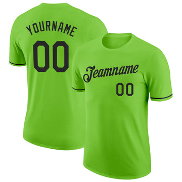 Custom Neon Green Black Performance T-Shirt