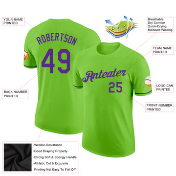 Custom Neon Green Purple Performance T-Shirt