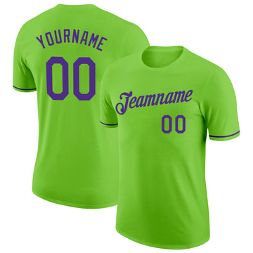 Custom Neon Green Purple Performance T-Shirt