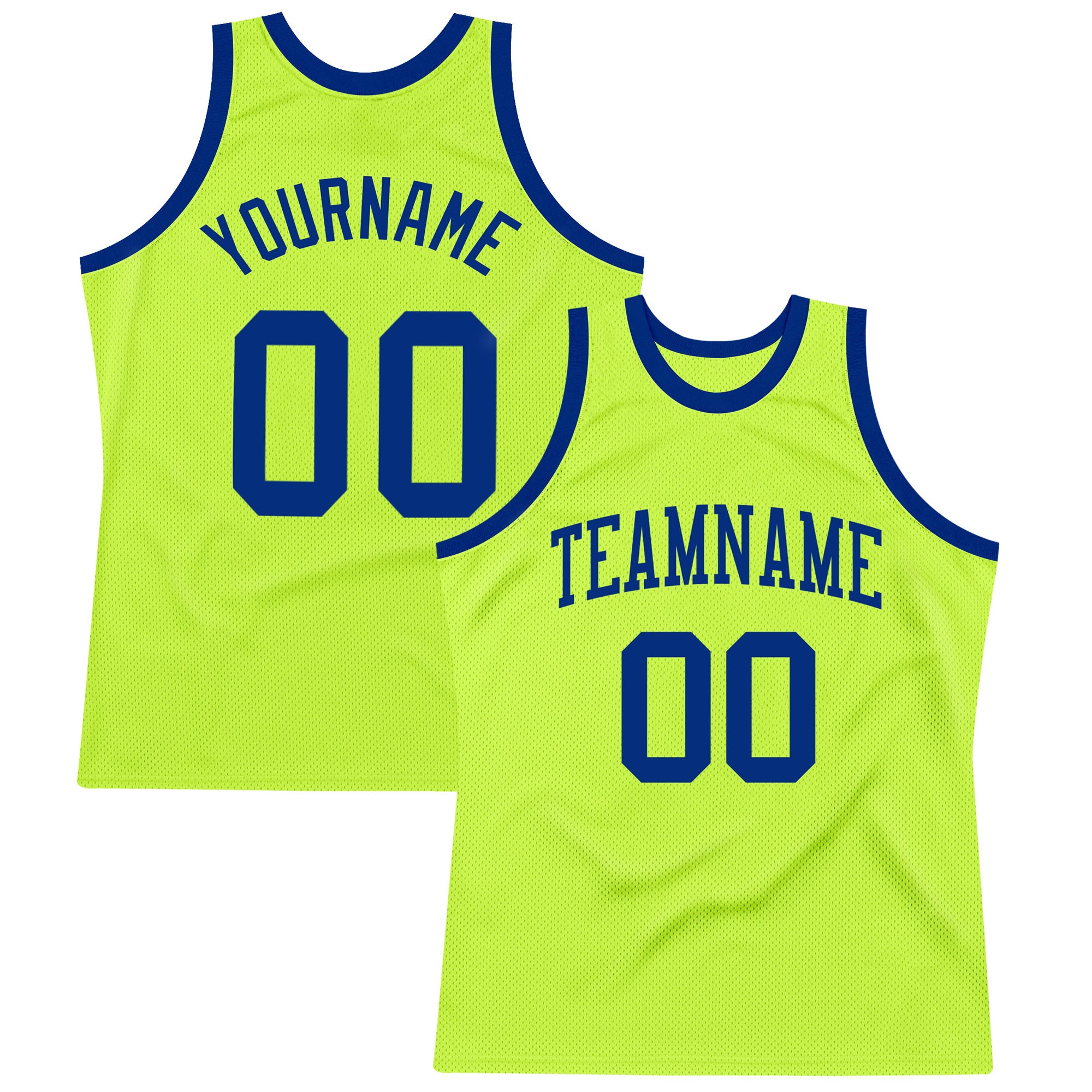 Custom Neon Green White-Light Blue Round Neck Sublimation Basketball Suit  Jersey