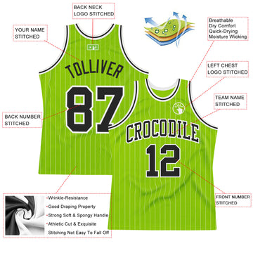 Custom Neon Green White Round Neck Suit Basketball Jersey