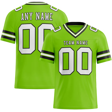 Custom Neon Green White-Black Mesh Authentic Football Jersey