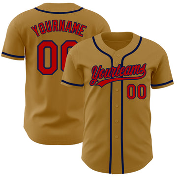 Custom Old Gold Red-Navy Authentic Baseball Jersey