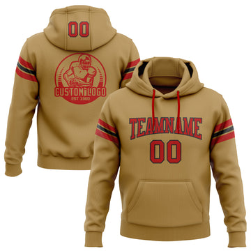 Custom Stitched Old Gold Red-Black Football Pullover Sweatshirt Hoodie