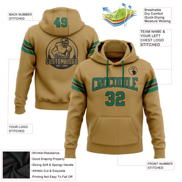 Custom Stitched Old Gold Kelly Green-Black Football Pullover Sweatshirt Hoodie