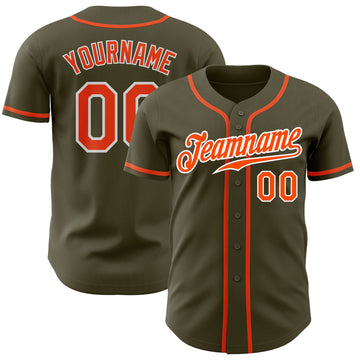 Custom Olive Orange-White Authentic Salute To Service Baseball Jersey