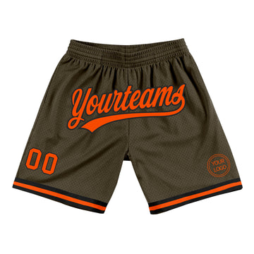 Custom Olive Orange-Black Authentic Throwback Salute To Service Basketball Shorts