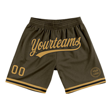 Custom Olive Old Gold-Black Authentic Throwback Salute To Service Basketball Shorts