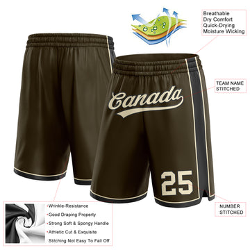 Custom Olive Cream-Black Authentic Salute To Service Basketball Shorts