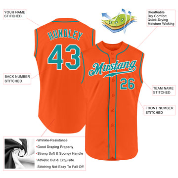 Custom Orange Aqua-White Authentic Sleeveless Baseball Jersey