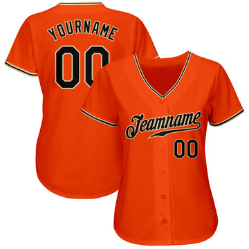 Custom Orange Black-City Cream Authentic Baseball Jersey