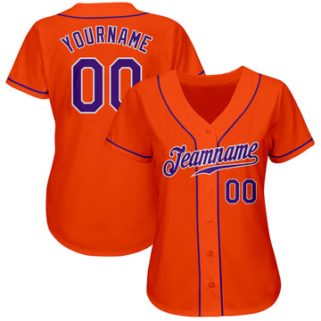 Custom Orange Purple-White Authentic Baseball Jersey