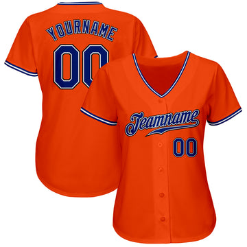 Custom Orange Royal-Black Authentic Baseball Jersey