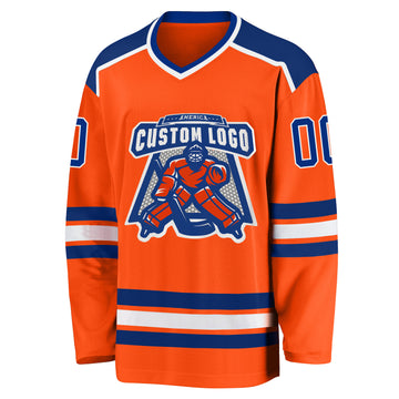 Custom Orange Royal-White Hockey Jersey