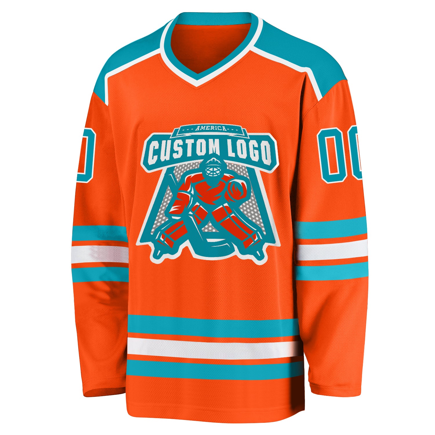 Custom Hockey Jersey Sky Blue Orange-White Men's Size:2XL