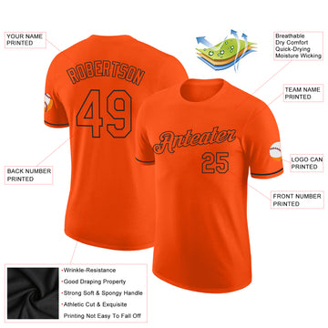 Custom Orange Orange-Black Performance T-Shirt