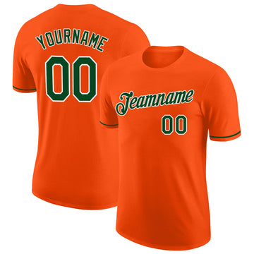 Custom Orange Green-White Performance T-Shirt