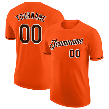 Custom Orange Brown-White Performance T-Shirt