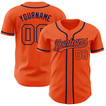 Custom Orange Orange-Navy Authentic Baseball Jersey