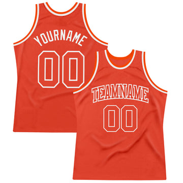 Custom Orange Orange-White Authentic Throwback Basketball Jersey