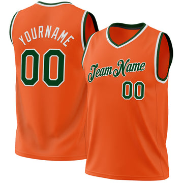 Custom Orange Green-White Authentic Throwback Basketball Jersey