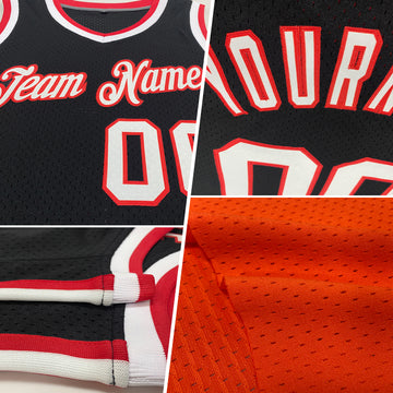 Custom Orange Navy-White Authentic Throwback Basketball Jersey