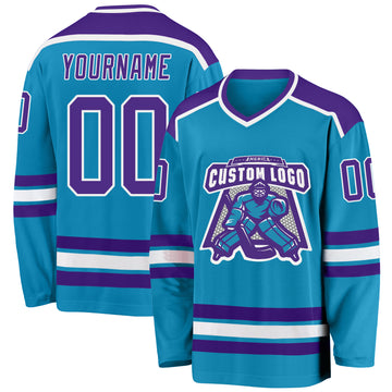 Custom Panther Blue Purple-White Hockey Jersey