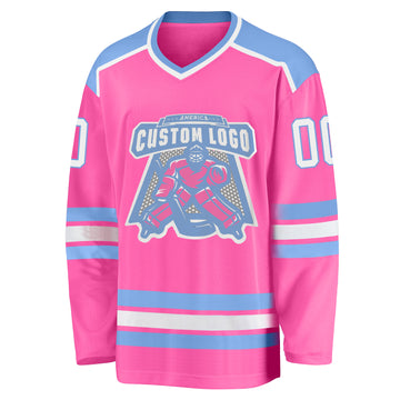 Cheap Custom Pink White-Royal Hockey Jersey Free Shipping – CustomJerseysPro