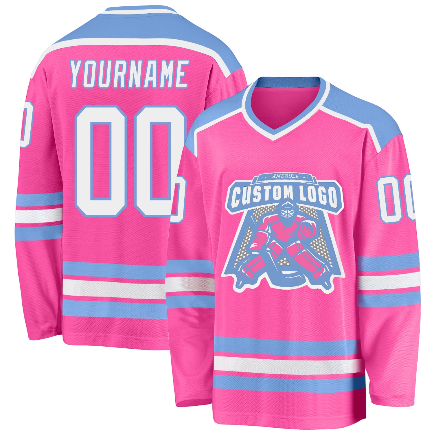 Custom Team Black Pink-Light Blue Hockey Jersey – Tonton Online Store