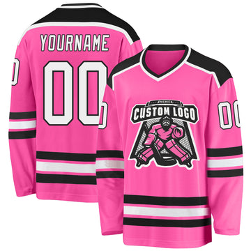 Custom Black Pink-Light Blue Hockey Jersey Women's Size:M