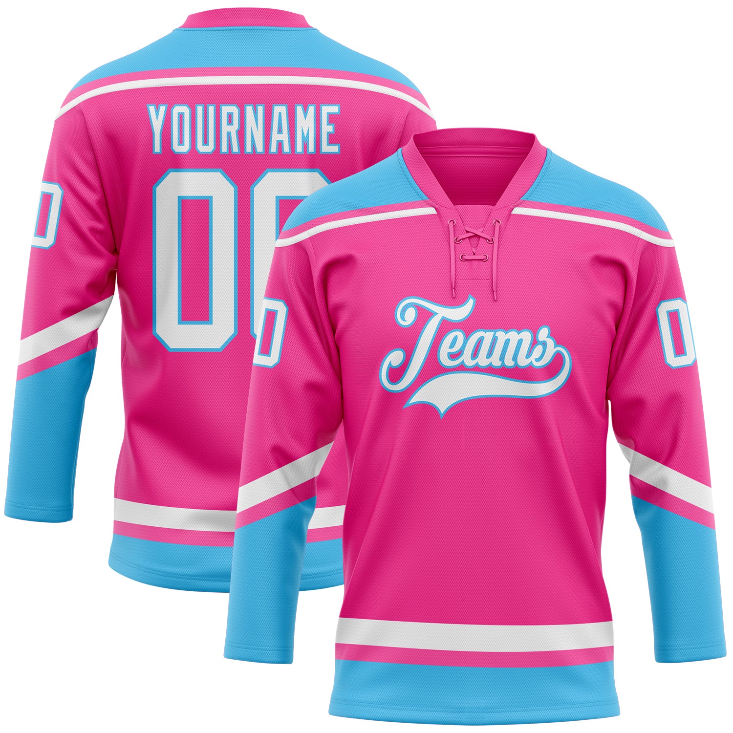 Cheap Custom Pink White-Royal Hockey Jersey Free Shipping