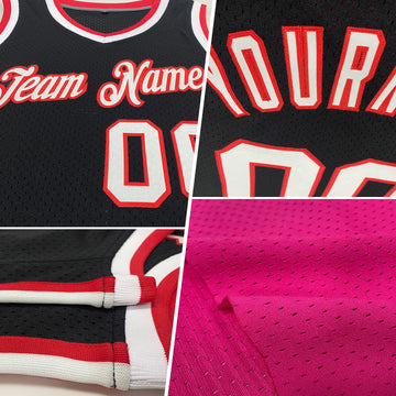 Custom Pink Black-Light Blue Authentic Throwback Basketball Jersey